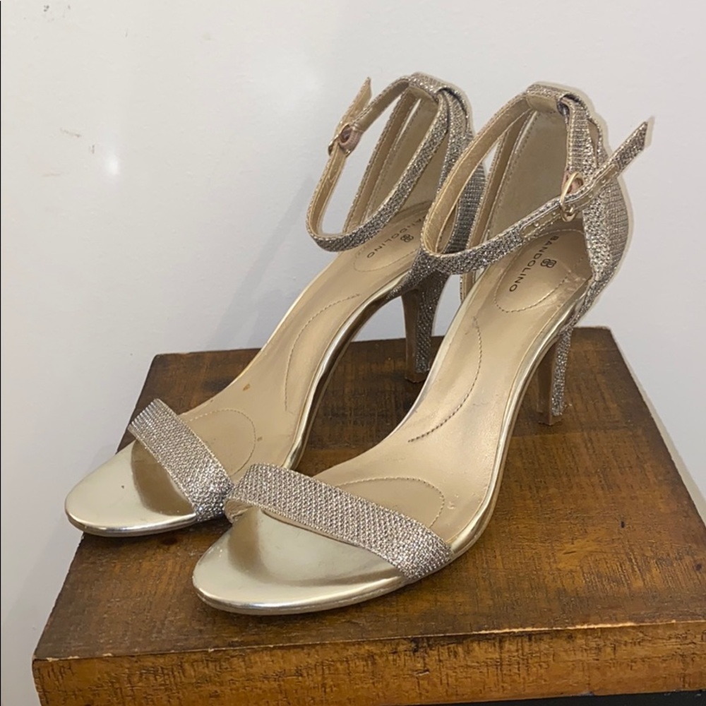 Shimmering gold heels.